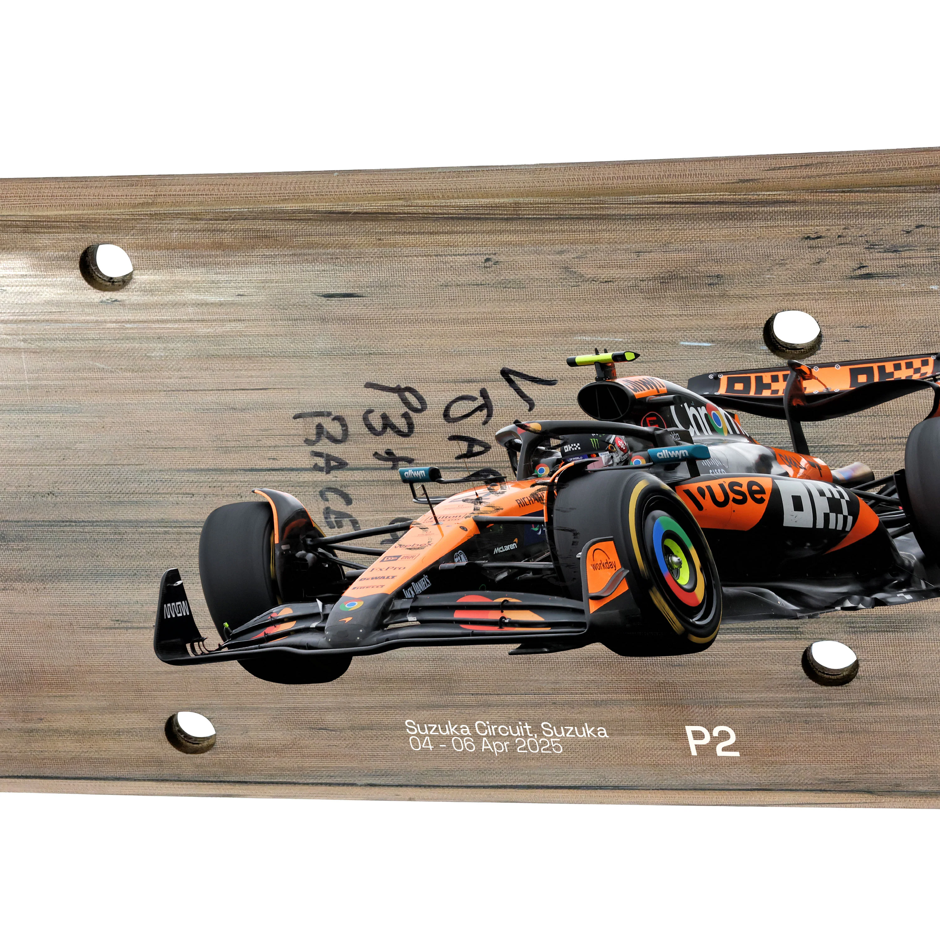 Lando Norris 2025 McLaren F1 Team Race Used Rear Skid Plank Wall Art - Japanese GP - Image 3