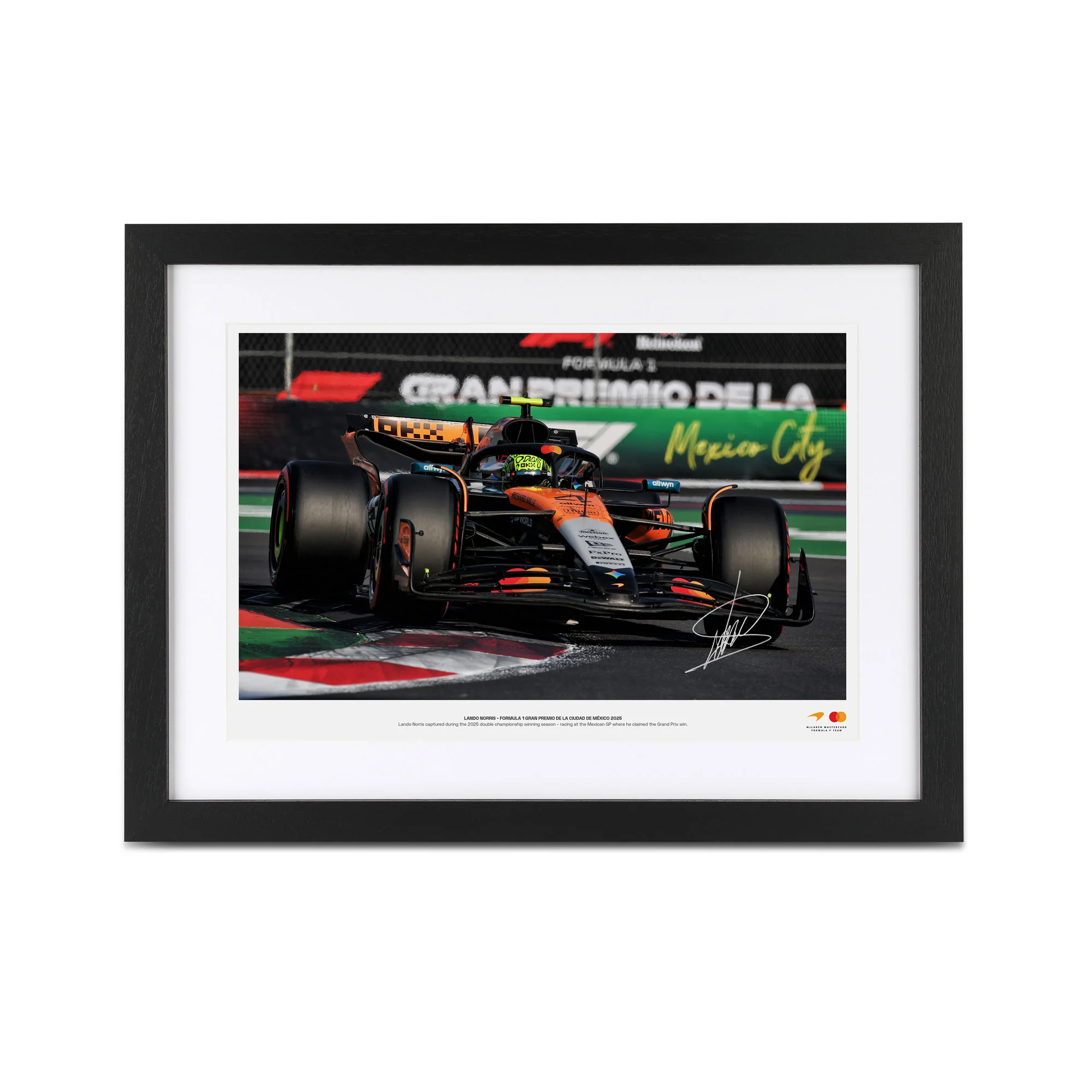 Lando Norris Signed 2025 McLaren F1 Team Photo - Mexican GP v1