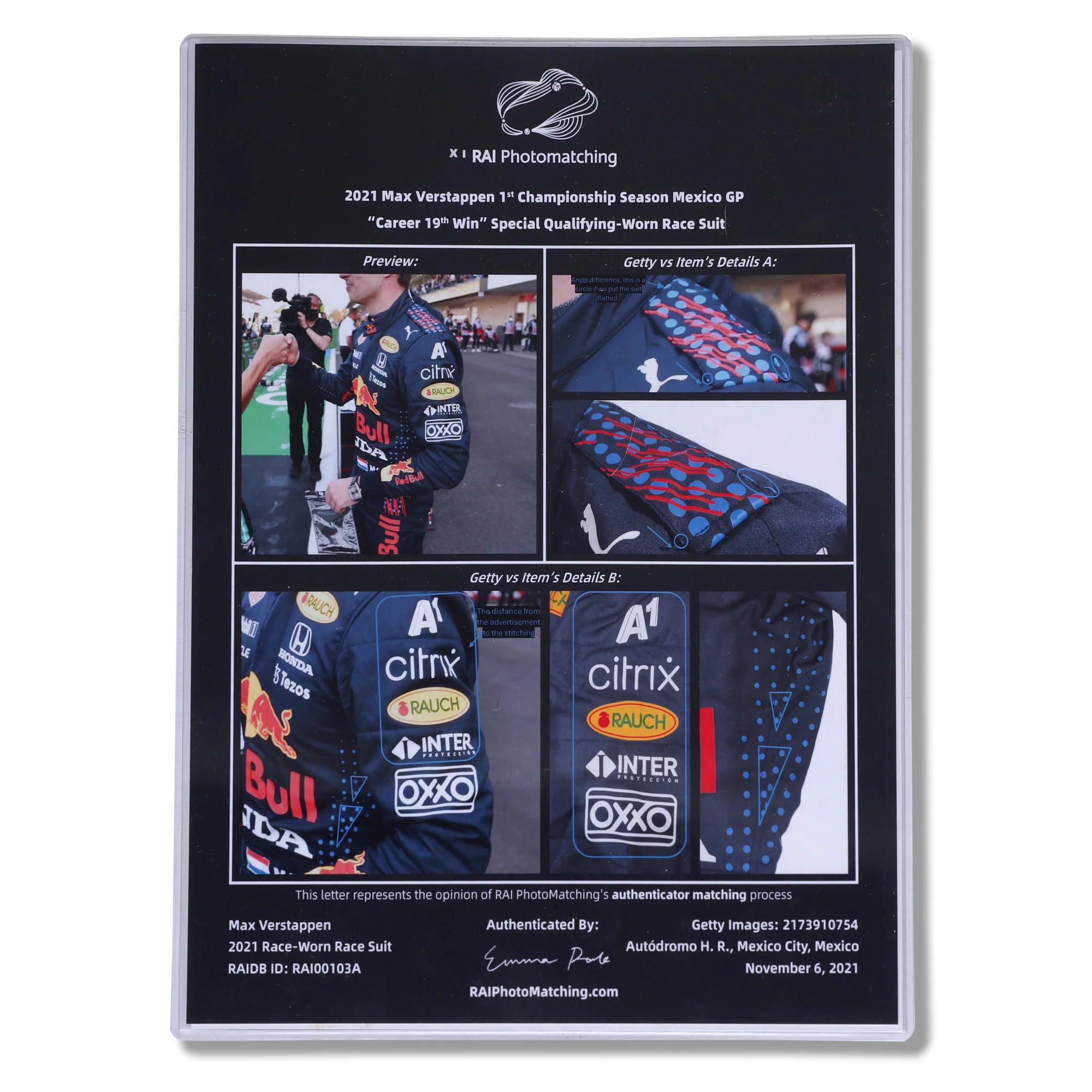 The Silverstone Auction LOT 004 - Max Verstappen 2021 Race Worn Suit - Mexican GP - Image 14