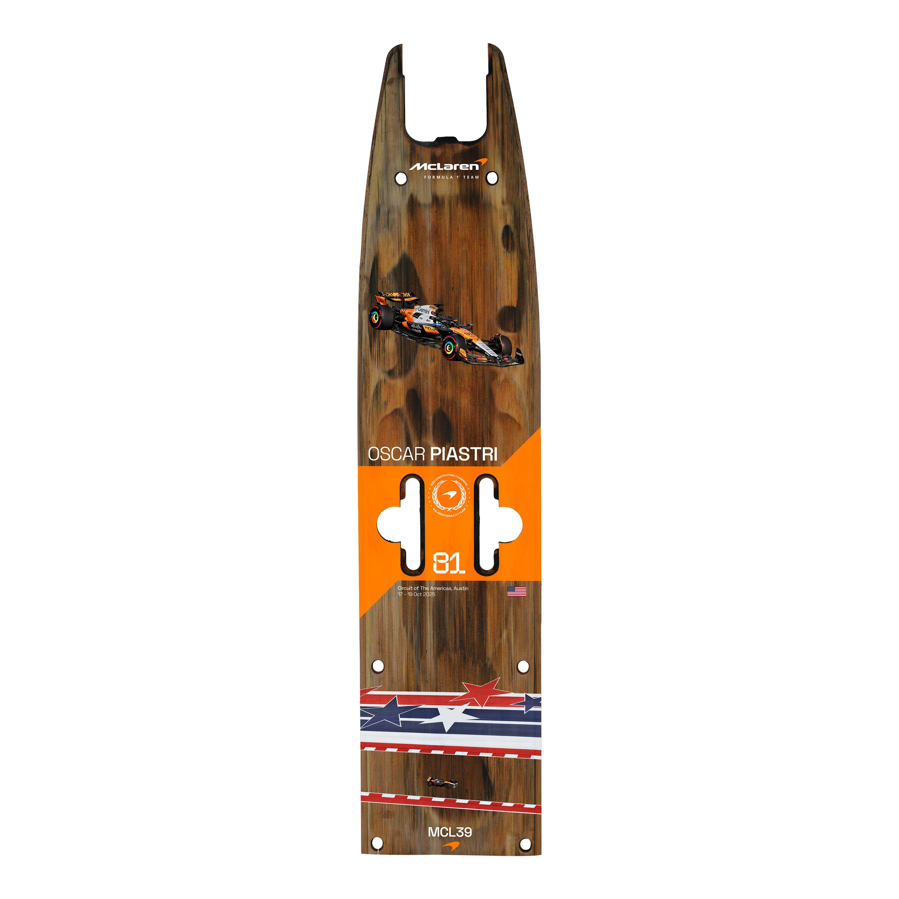 Oscar Piastri 2025 McLaren F1 Team Practice Used Front Skid Plank Wall Art - US GP