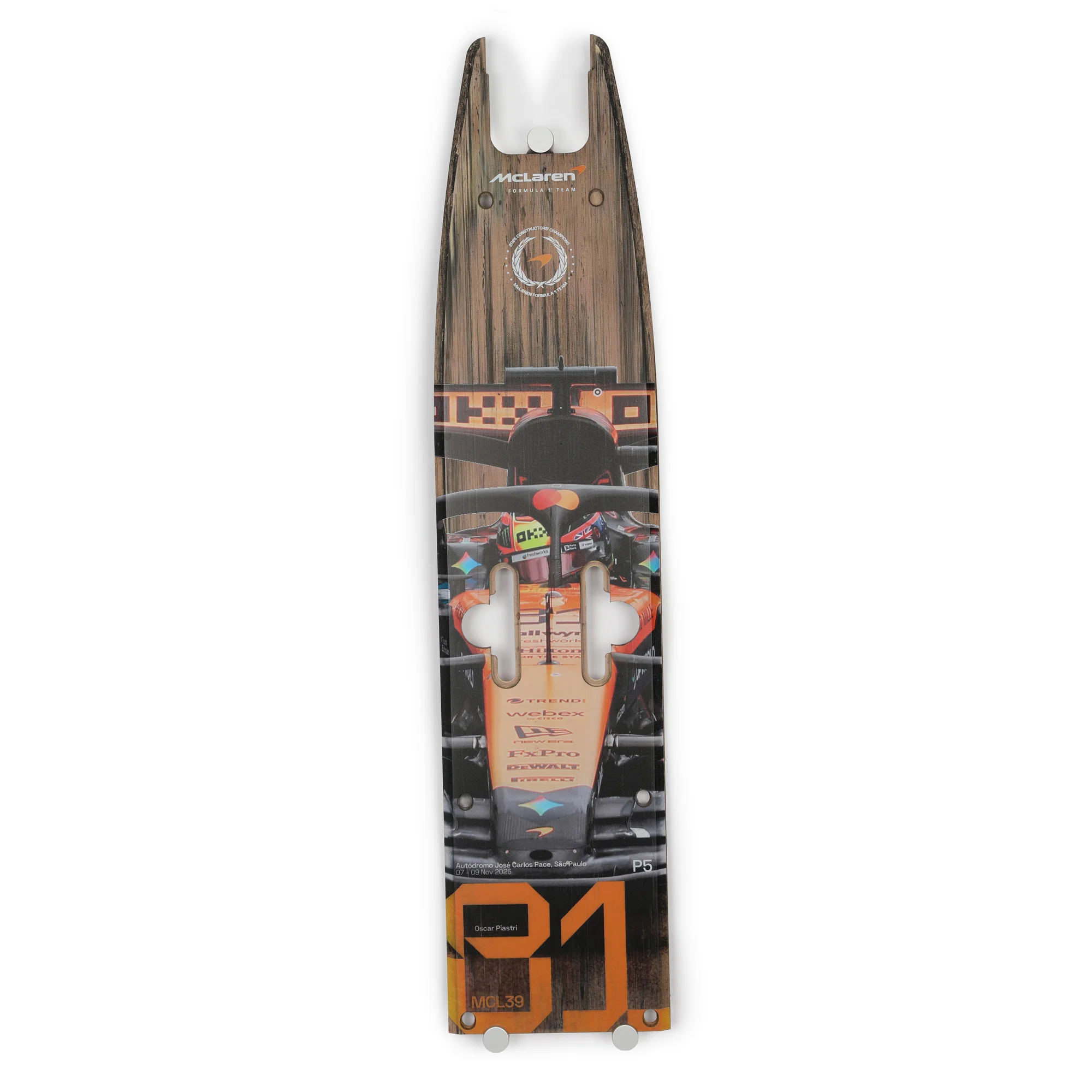 Oscar Piastri 2025 McLaren F1 Team Race Used Front Skid Plank Wall Art - Brazilian GP