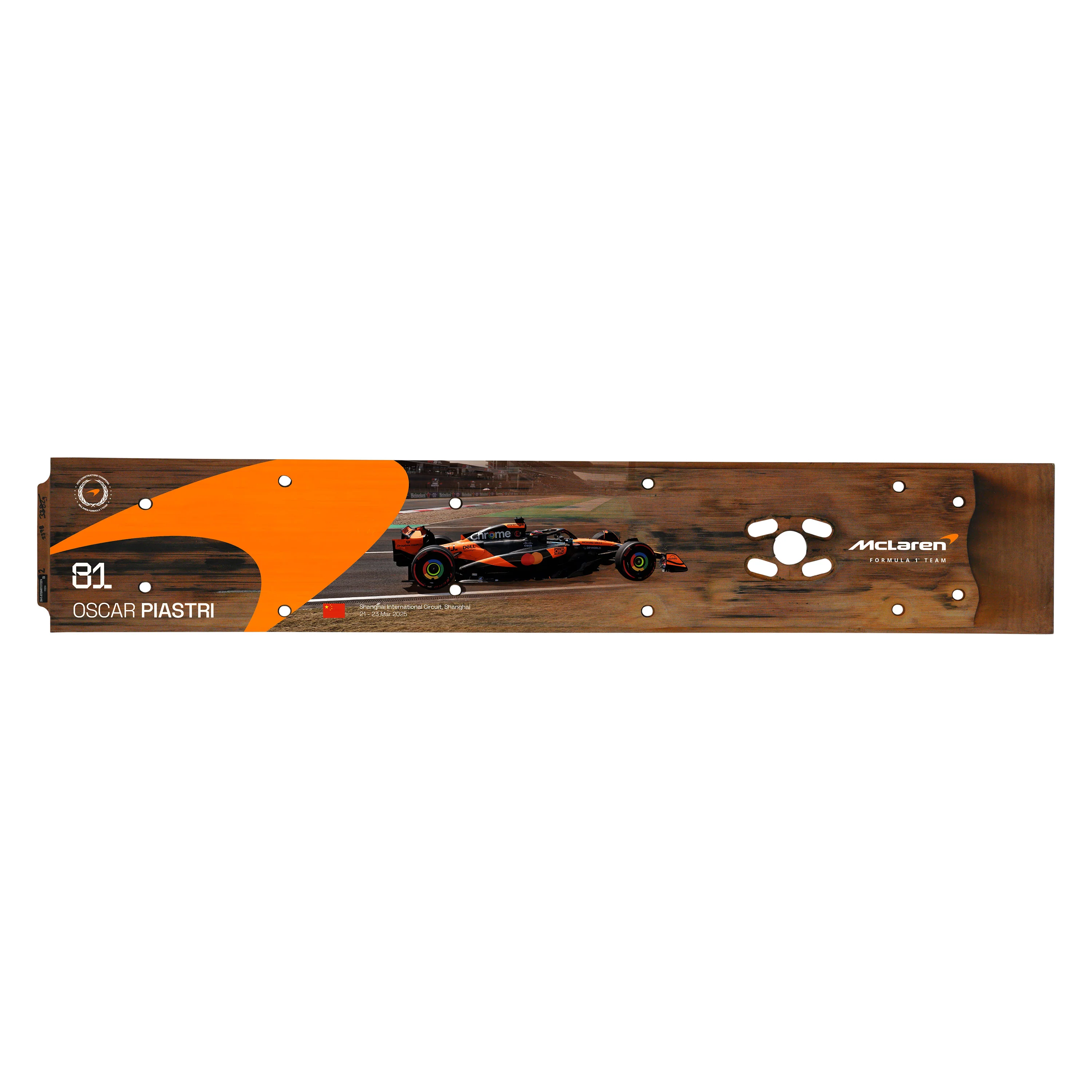 Oscar Piastri 2025 McLaren F1 Team Sprint Race Used Rear Skid Plank Wall Art - Chinese GP