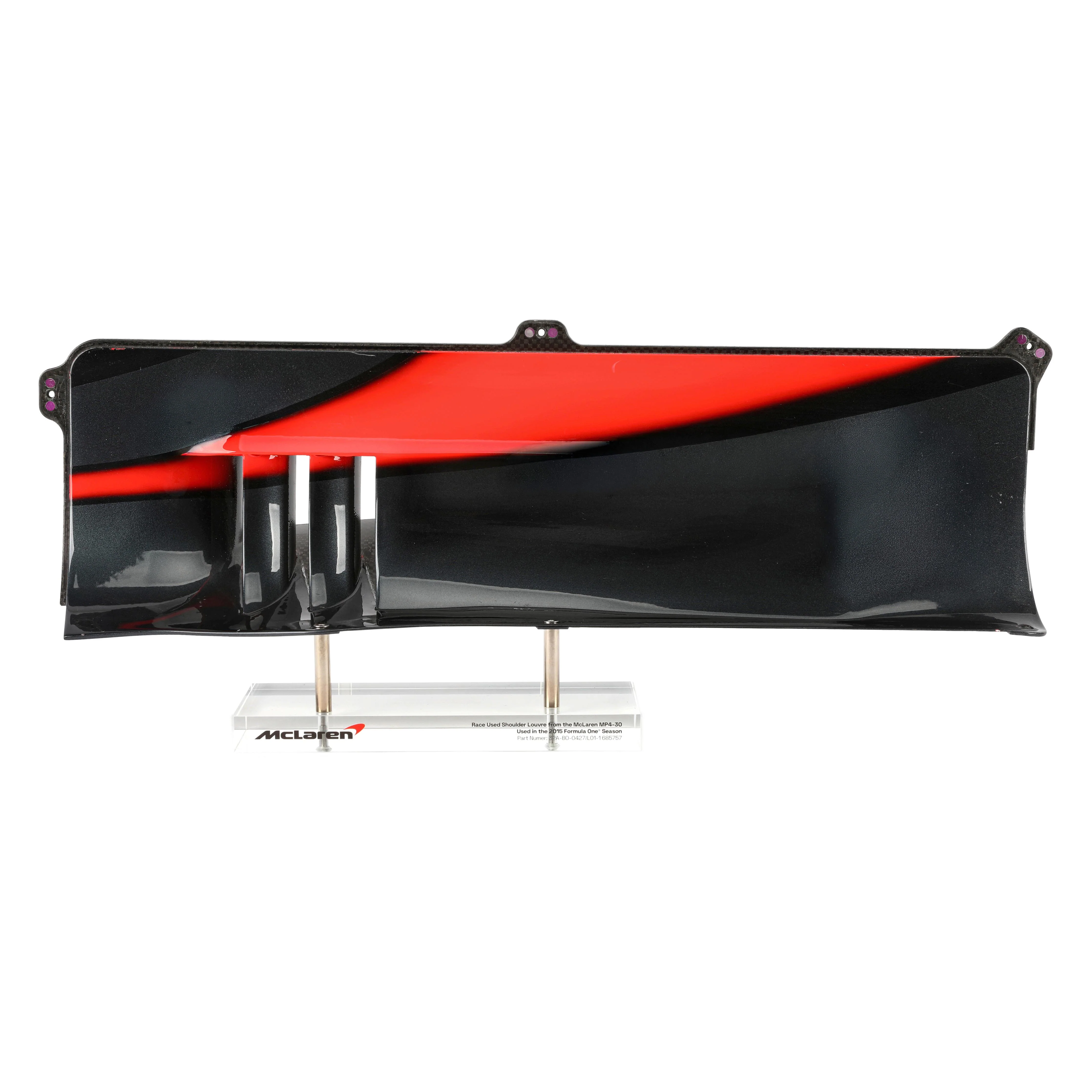 The Silverstone Auction LOT 031 - McLaren 2015 MP4-30 Mounted LH Shoulder Louvre on Display Stand